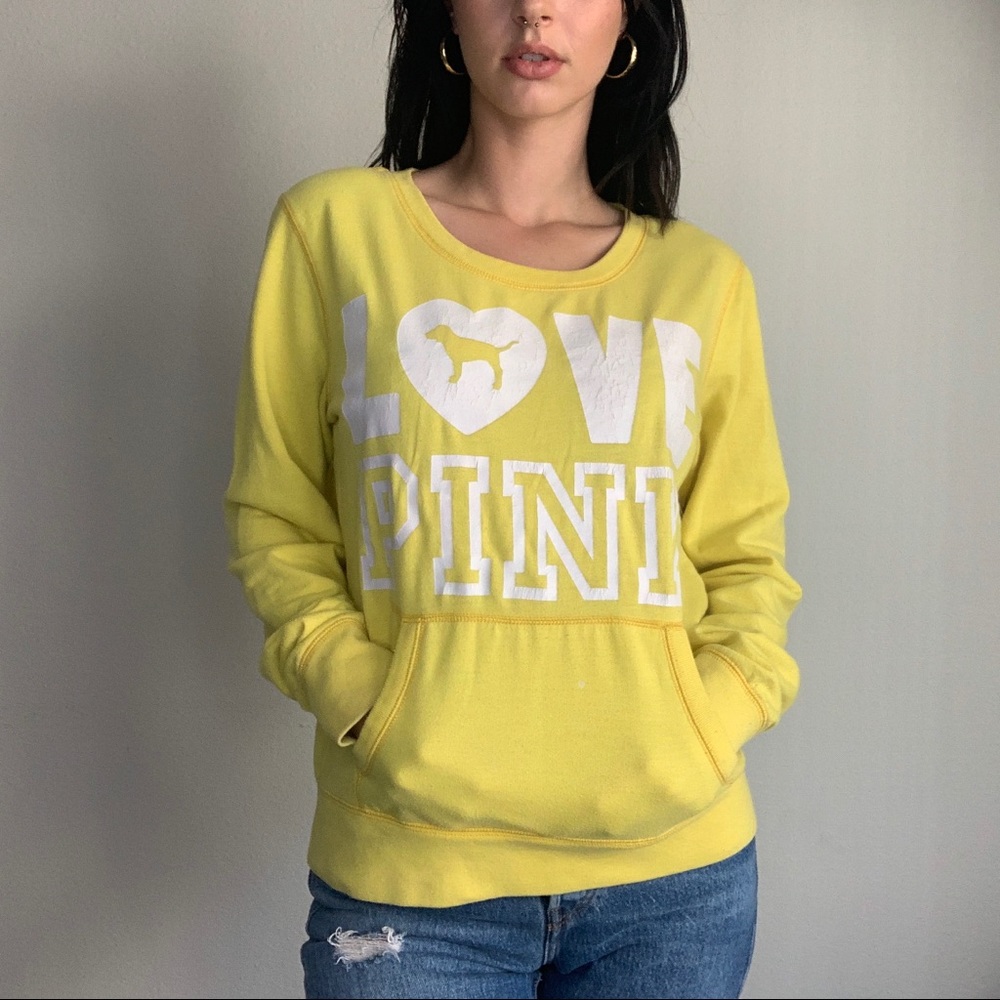 PINK Victorias Secret Yellow Sweatshirt, L